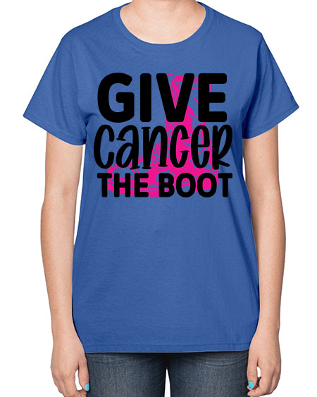 Give Cancer the Boot 25# - breast cancer-  Ladies T-Shirt