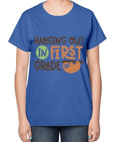 Hanging Out in First 233# - first grade-  Ladies T-Shirt