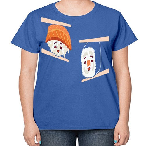 Happy Sushi Anime Kawaii Set Anime 232# - anime-  Ladies T-Shirt