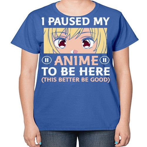 I Paused My Anime To 242# - anime-  Ladies T-Shirt