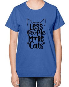 Less People More Cats Style 97# - cats-  Ladies T-Shirt
