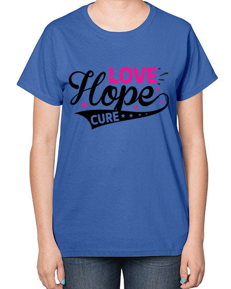 Love Hope Cure 14# - breast cancer-  Ladies T-Shirt