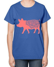PigMandala 985# - mandala-  Ladies T-Shirt