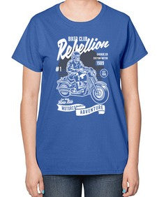 Skull Motorbiker 1059# - skull and bones-  Ladies T-Shirt
