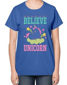 believe unicorn 45# - unicorn-  Ladies T-Shirt