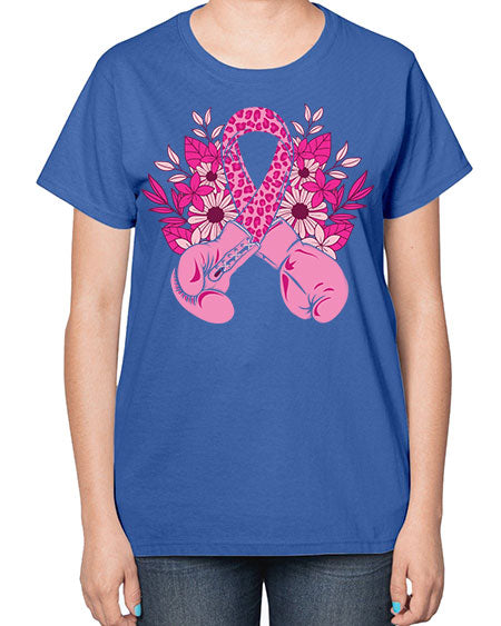 boxing gloves breast cancer - breast cancer-  Ladies T-Shirt