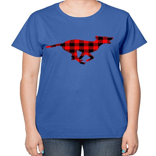 buffalo plaid running dog 65# - dogs-  Ladies T-Shirt