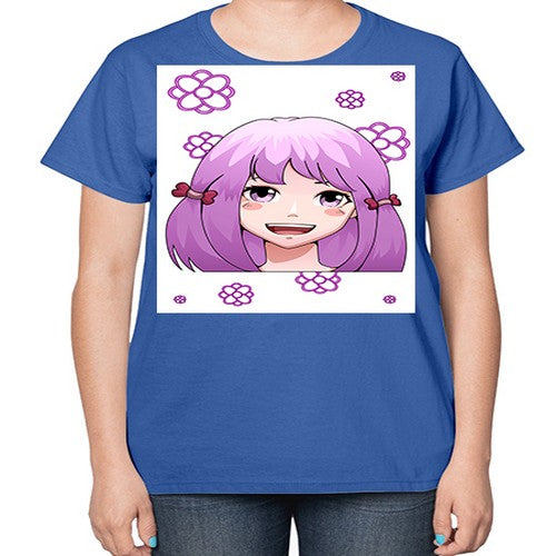 cute ponytails purple hair girl 63# - anime-  Ladies T-Shirt