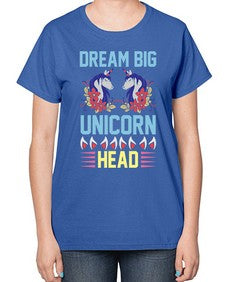 dream big unicorn head 99# - unicorn-  Ladies T-Shirt