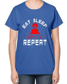 eat sleep hack repeat 48# - computer-  Ladies T-Shirt
