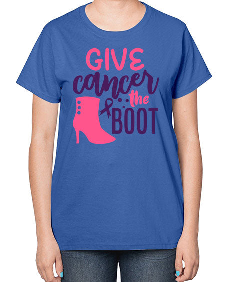 give cancer the boot Style 1# - breast cancer-  Ladies T-Shirt