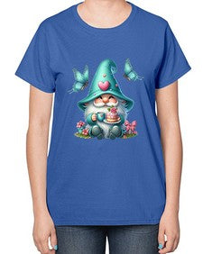 gnome with butterfly 14# - gnome-  Ladies T-Shirt