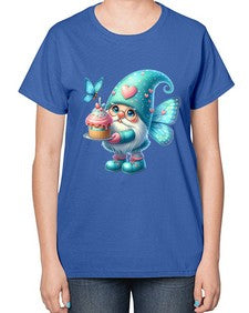 gnome with butterfly 20# - gnome-  Ladies T-Shirt