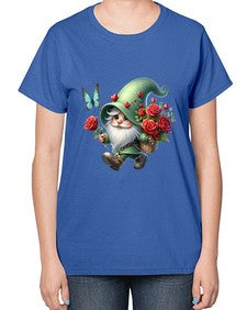 gnome with butterfly 24# - gnome-  Ladies T-Shirt
