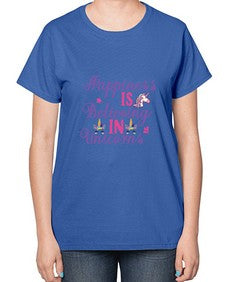 happiness is believing in unicorns 155# - unicorn-  Ladies T-Shirt