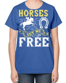horses set me free Style 39# - horse-  Ladies T-Shirt