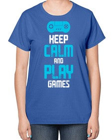keep calm and play games 133# - video games-  Ladies T-Shirt