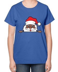 peekaboo black santa 19# - black boys or men-  Ladies T-Shirt