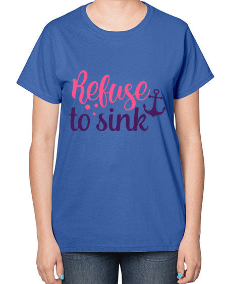 refuse to sink Style 4# - breast cancer-  Ladies T-Shirt