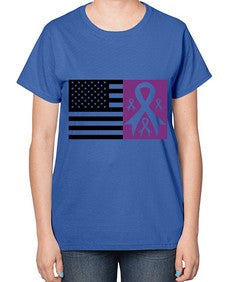 usa flag with alzheimers cancer 219# - alzheimers-  Ladies T-Shirt