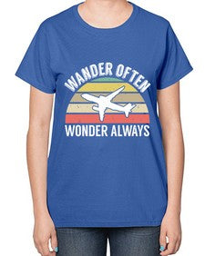 wander often wonder always  47# - airplane-  Ladies T-Shirt