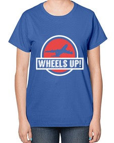 wheels up  50# - airplane-  Ladies T-Shirt