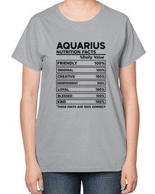 Aquarius Nutrition Facts 67# - aquarius-  Ladies T-Shirt