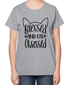 Blessed And Cat Obsessed Style 79# - cats-  Ladies T-Shirt