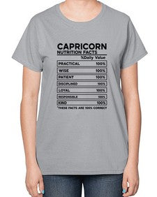 Capricorn Nutrition Facts 185# - capricorn-  Ladies T-Shirt