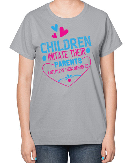 Children imitate their parents employees their managers Style 59# - kids-  Ladies T-Shirt