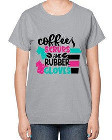 Coffee Scrubs And Rubber Gloves Style Style 664# - nurse-  Ladies T-Shirt
