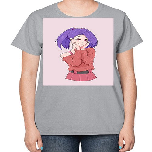 Cute girl with cute pose 138# - anime-  Ladies T-Shirt
