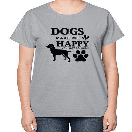 Dogs Make Me Happy Style 44# - dogs-  Ladies T-Shirt
