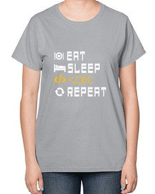 Eat sleep code repeat 49# - computer-  Ladies T-Shirt