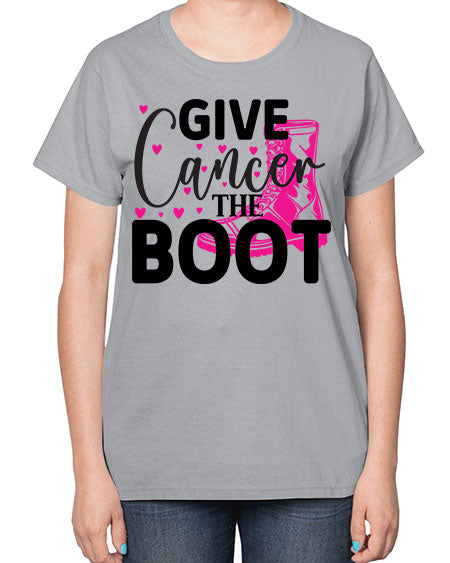 Give Cancer the Boot 24# - breast cancer-  Ladies T-Shirt