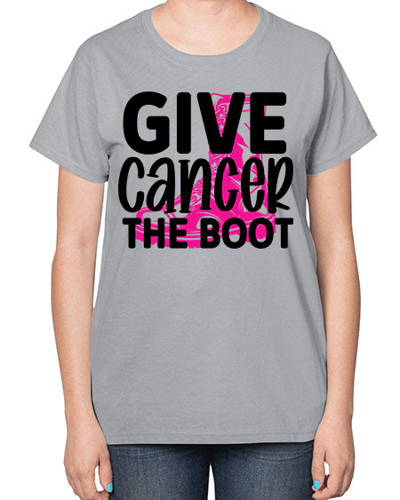 Give Cancer the Boot 25# - breast cancer-  Ladies T-Shirt