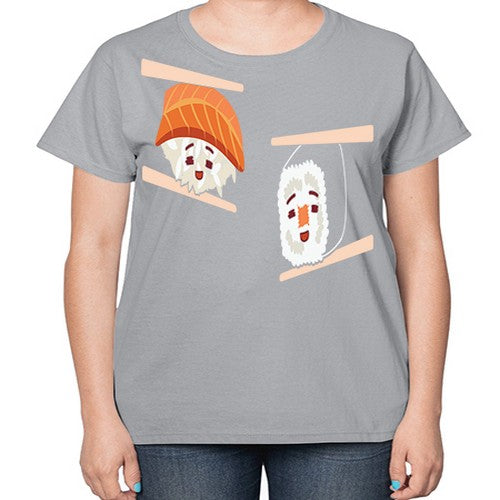 Happy Sushi Anime Kawaii Set Anime 232# - anime-  Ladies T-Shirt
