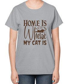 Home Is Where My Cat Is Style 14# - cats-  Ladies T-Shirt