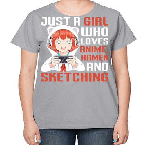 Just a girl who loves anime ramen and sketching260# - anime-  Ladies T-Shirt