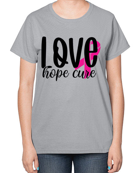 Love Hope Cure 13# - breast cancer-  Ladies T-Shirt