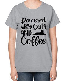 Powered By Cats And Coffee Style 102# - cats-  Ladies T-Shirt