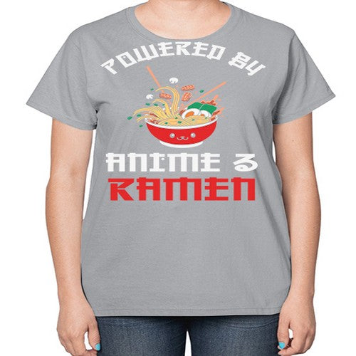 Powered by Anime amp Ramen 275# - anime-  Ladies T-Shirt