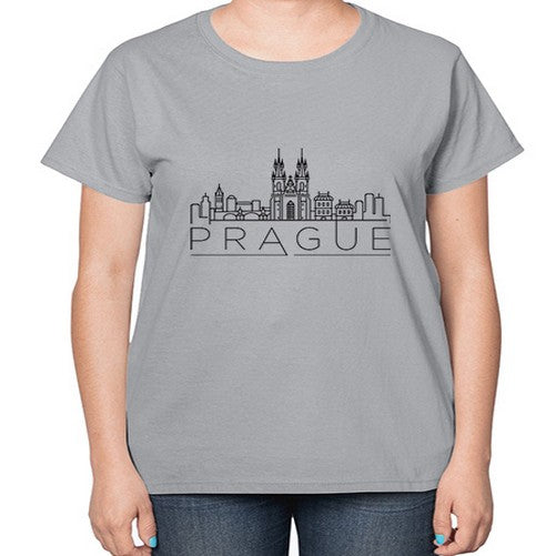 Prague Minimal Skyline 1685# - cities-  Ladies T-Shirt