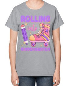 Rolling into Kindergarten 787# - kindergarten-  Ladies T-Shirt