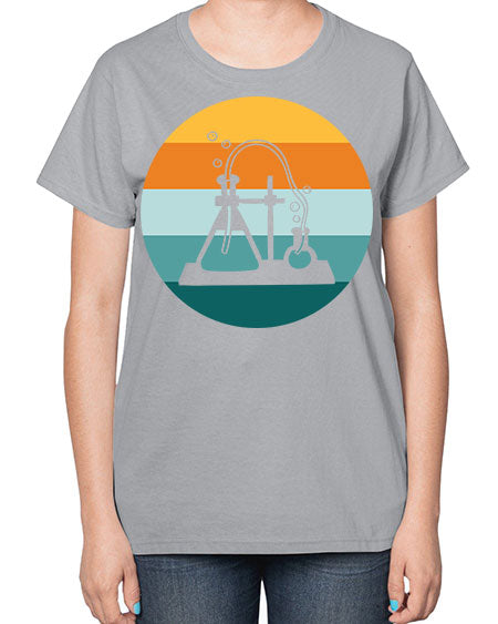 ScientistRetroSunsetScientistSkinite Scientist Skinite 39# - general science-  Ladies T-Shirt