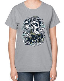 Skull Train 1067# - skull and bones-  Ladies T-Shirt