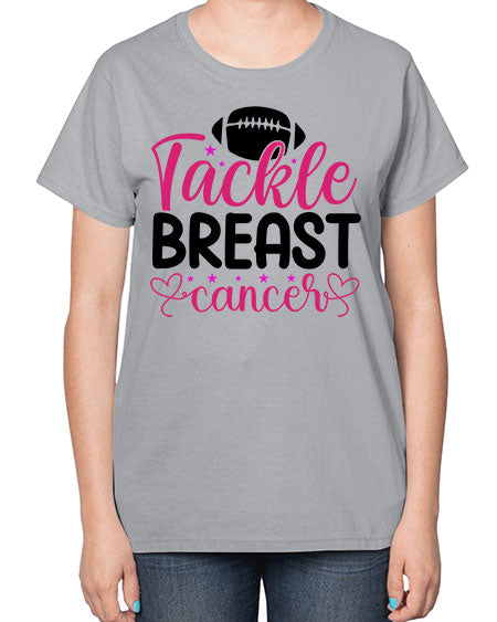 Tackle Breast Cancer 4# - breast cancer-  Ladies T-Shirt