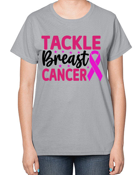 Tackle Breast Cancer 5# - breast cancer-  Ladies T-Shirt