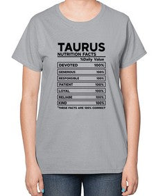 Taurus Nutrition Facts 490# - taurus-  Ladies T-Shirt