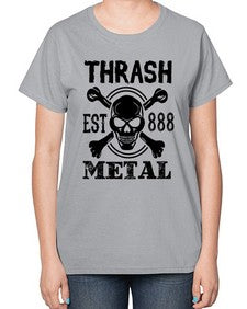 Thrash metal 1171# - skull and bones-  Ladies T-Shirt